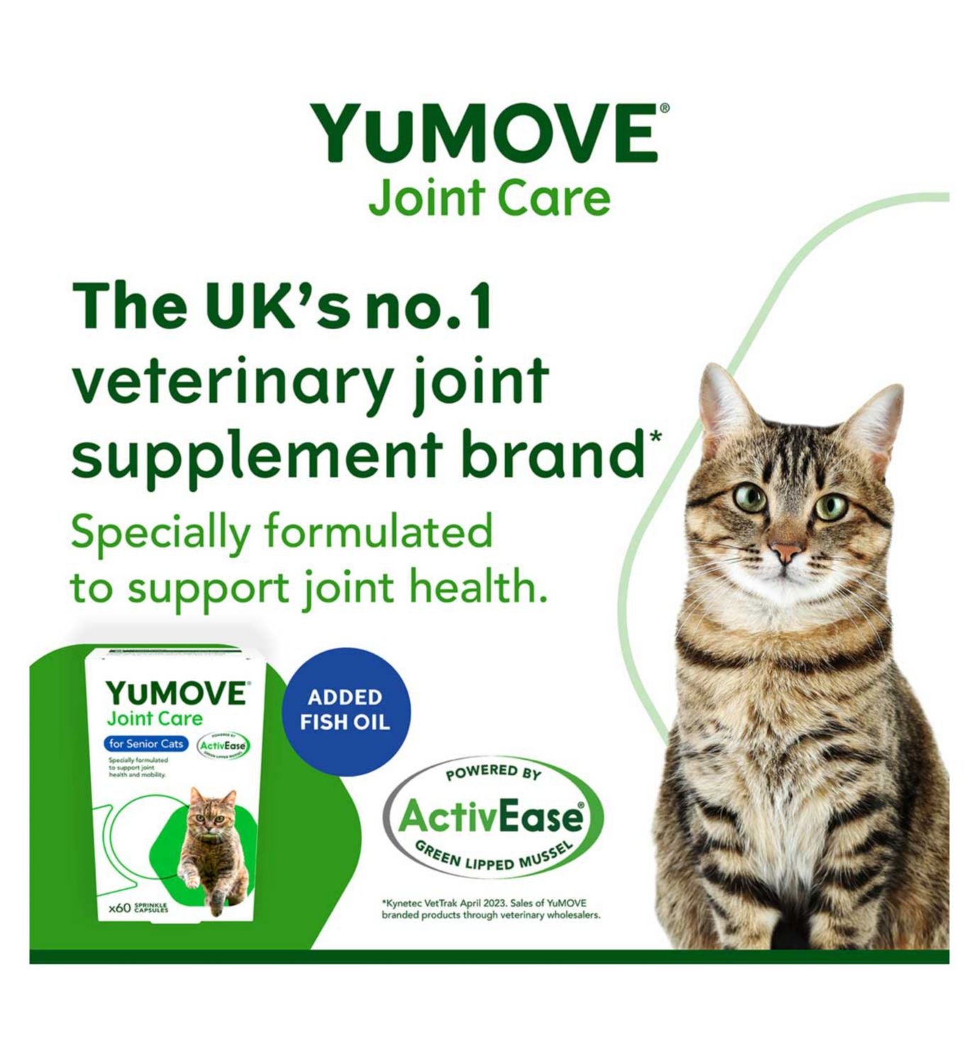 YuMOVE joint care supplement for senior cats 60 capsules, imported from the UK