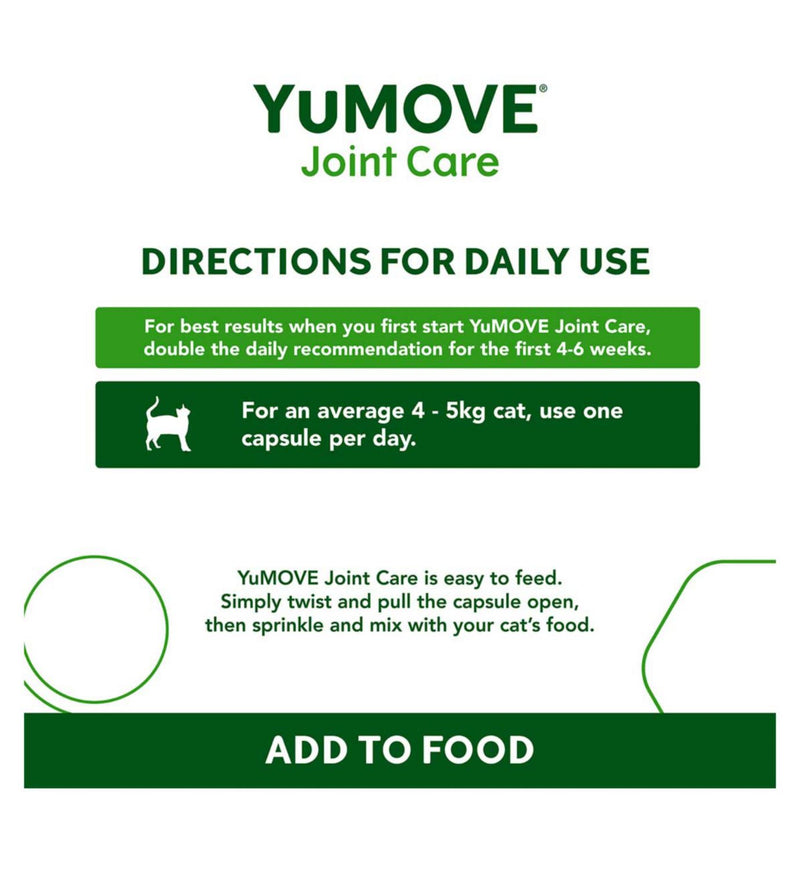 YuMOVE joint care supplement for senior cats 60 capsules, imported from the UK
