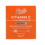 Boots day cream Vitamin C Hyaluronic Acid SPF30 50ml, UK version