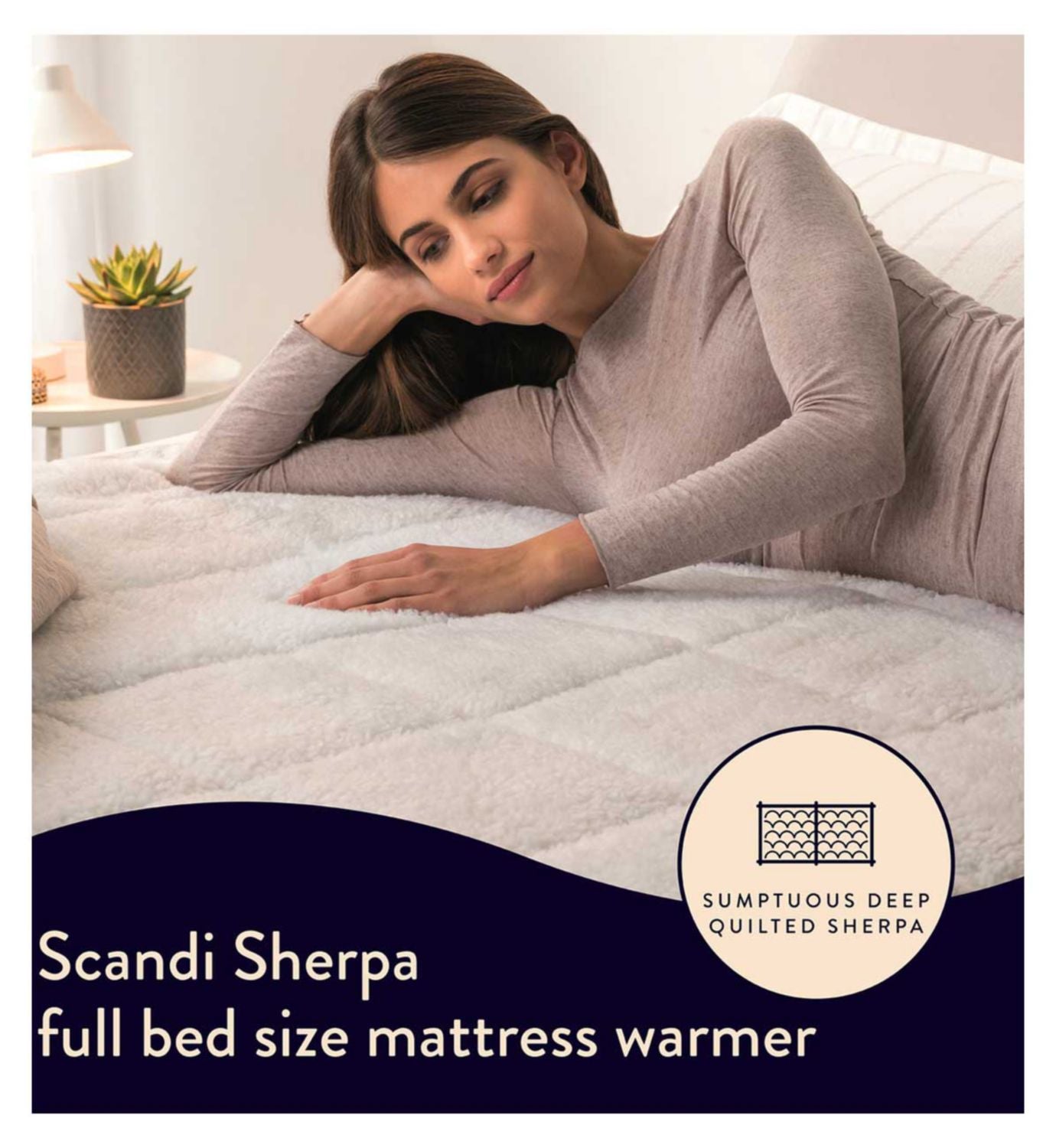 Dreamland Scandi Sherpa Mattress Warmer King 200x150cm - British product