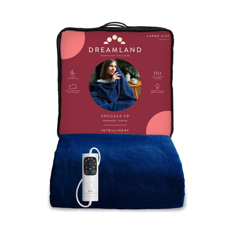 Dreamland electric warming throw navy 120x160cm - British product