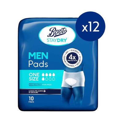 Boots Boots Staydry Men Extra Pads Incontinence Pads - 120 Pads (12 Pack Bundle)- Buy online at McGrocer