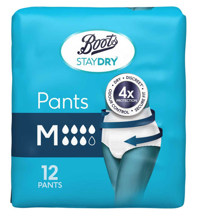 Boots Staydry Pants Medium Voksen Inkontinens Undertøy 16 Pakke Bundle