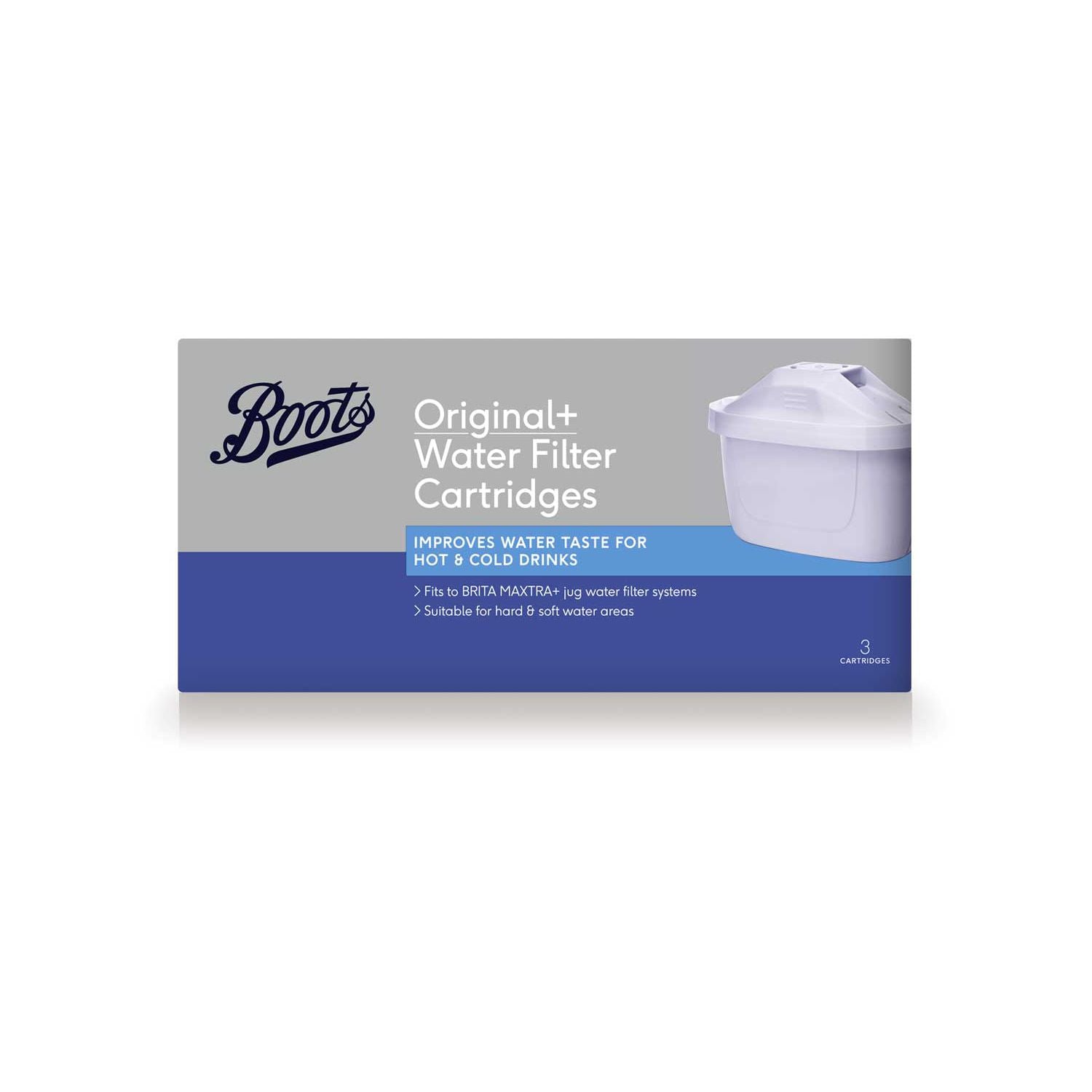 Boots Maxtra+ water filter cartridges 3-pack, imported from the UK
