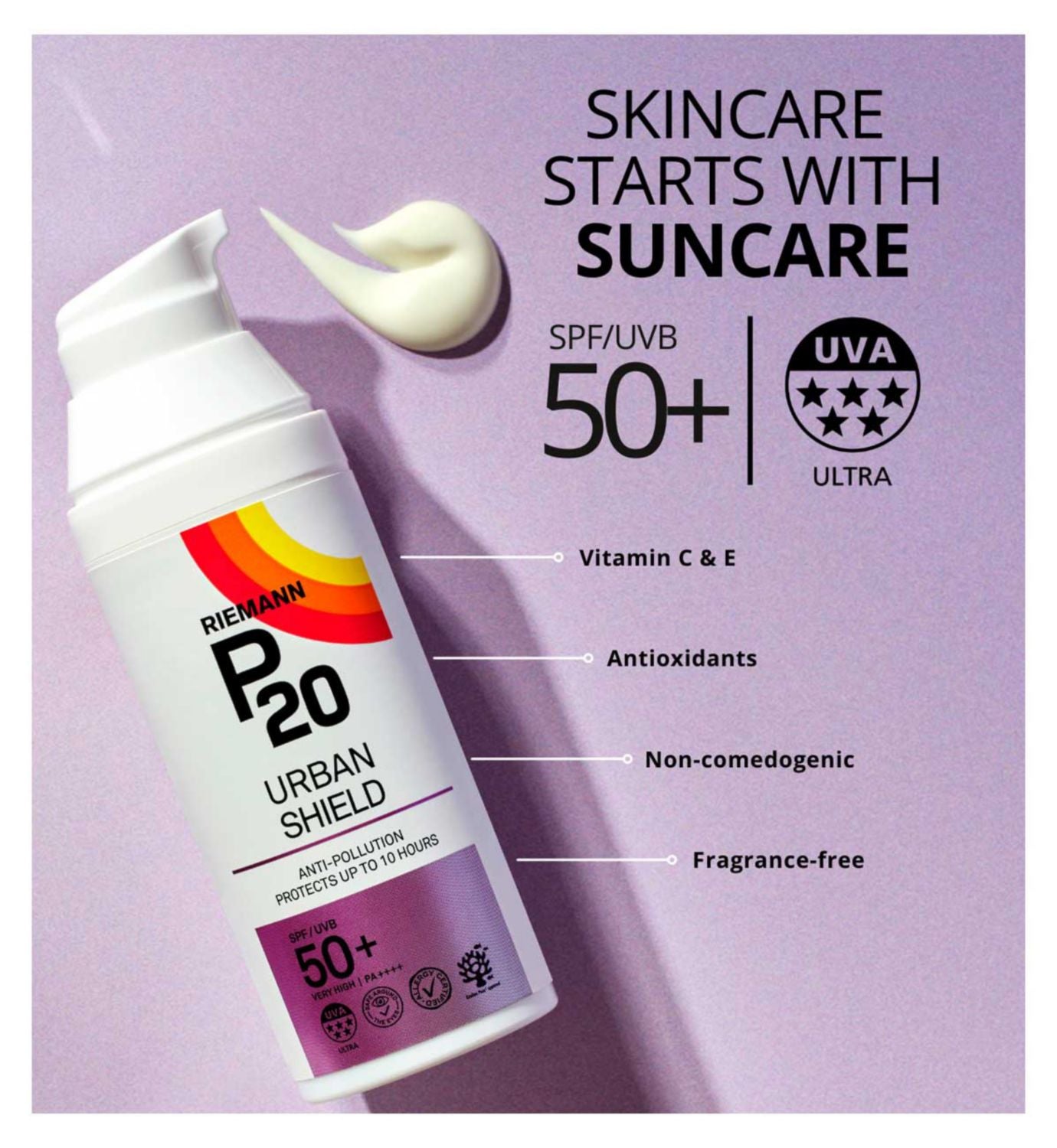 Riemann Urban Shield Face SPF50+ sun cream 50g, UK version