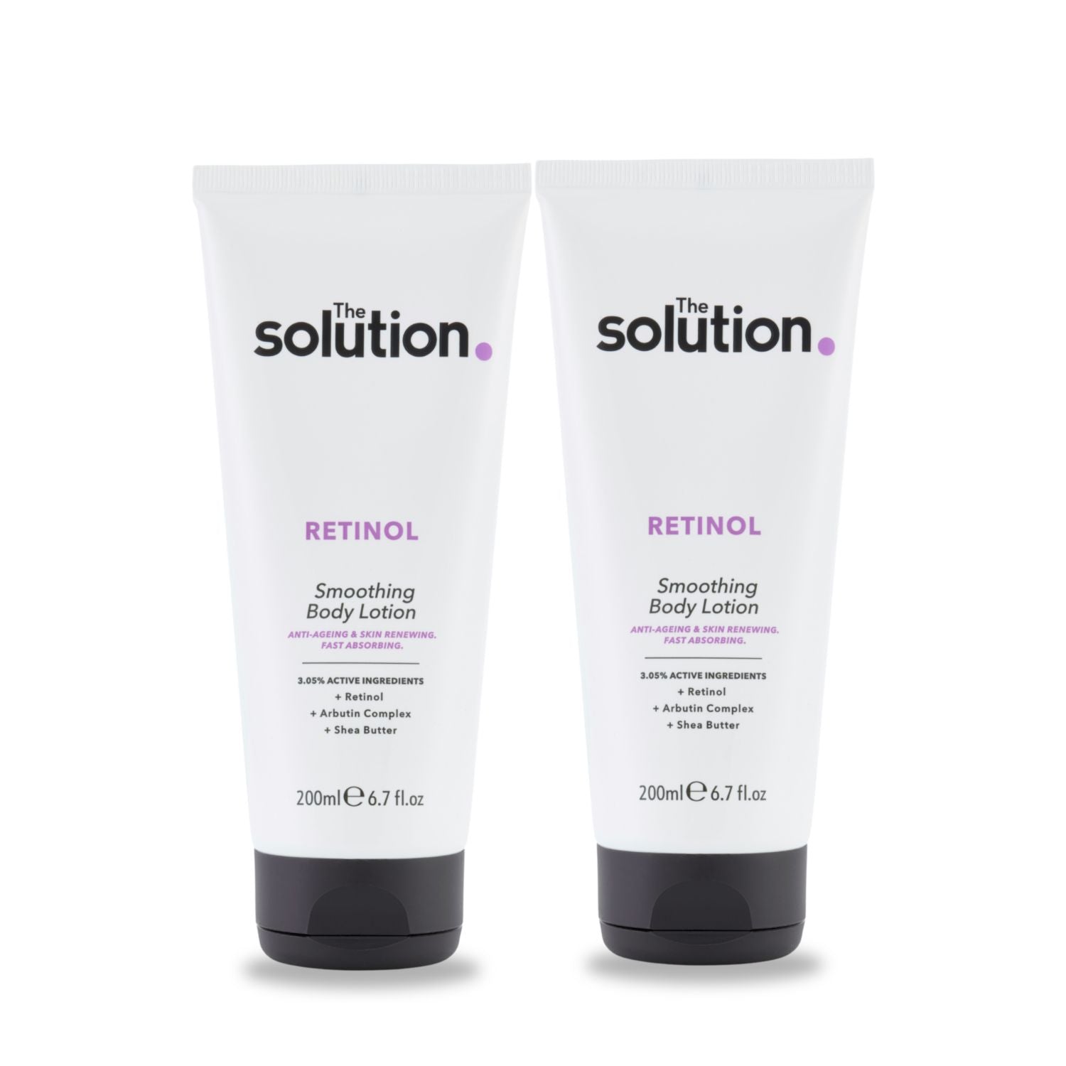 The Solution retinol body lotion bundle, imported from the UK