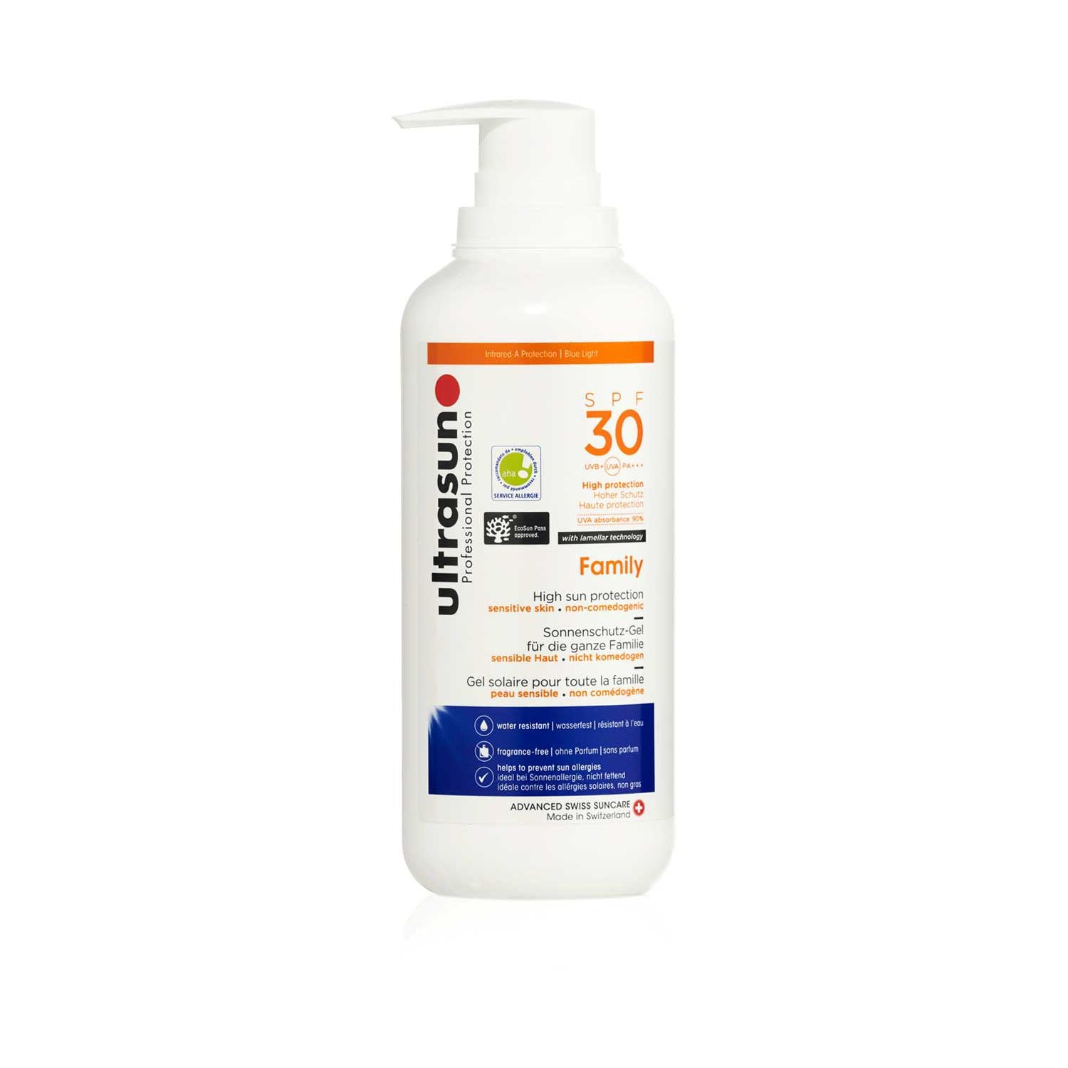 Ultrasun family sunscreen SPF30 400ml, imported from the UK