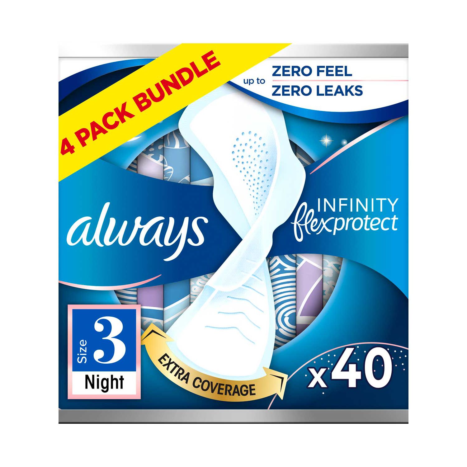 Always Infinity Night sanitary pads size 3 bundle, UK version
