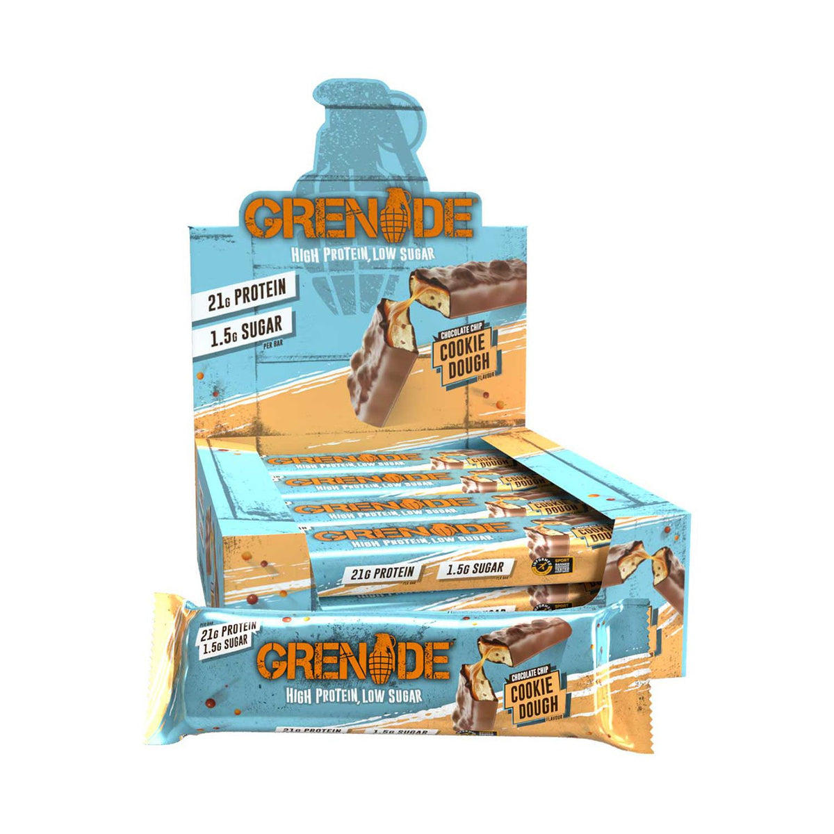 Grenade high protein bar chocolate chip cookie dough 60g (British brand)