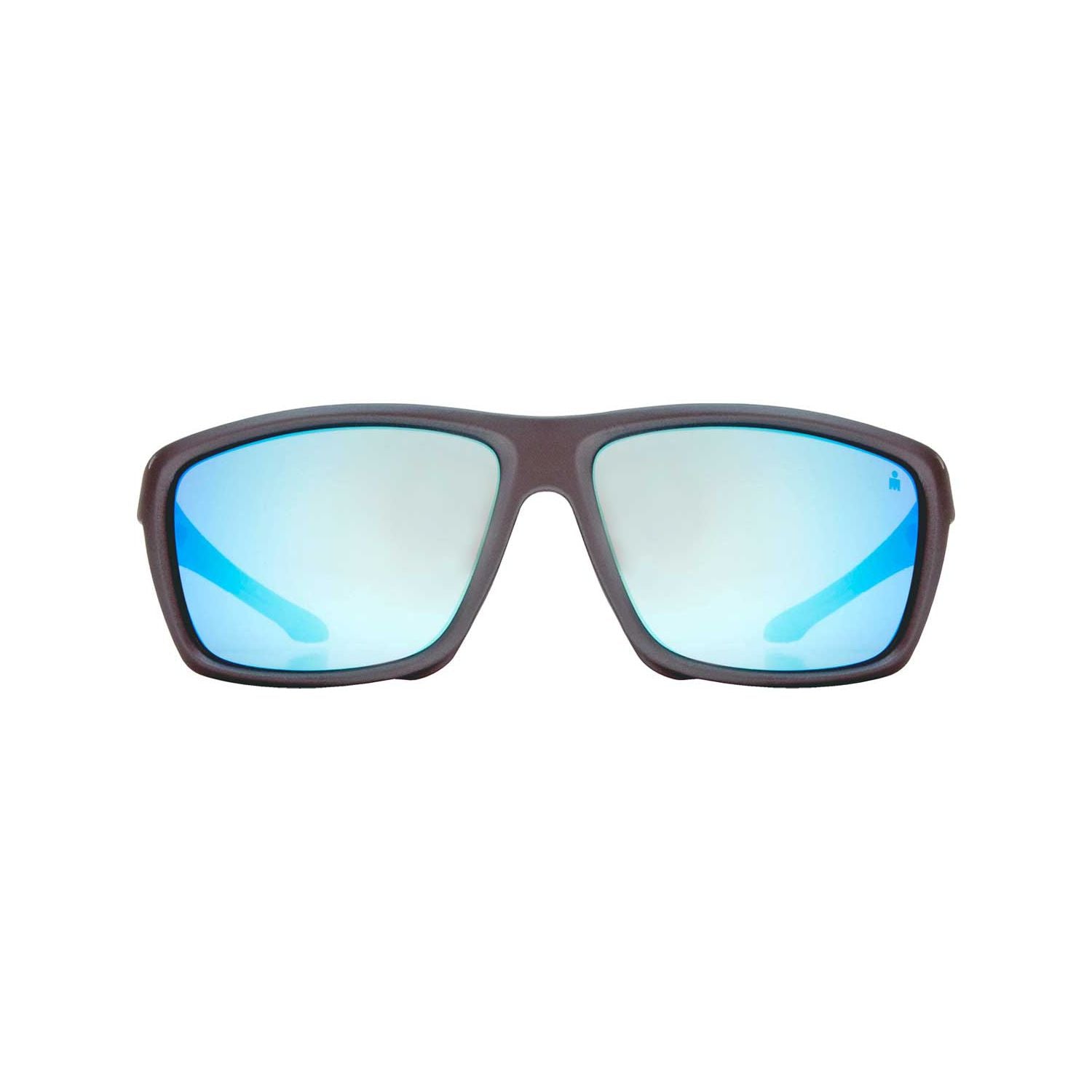 Ironman matte charcoal wrap sunglasses with ice blue mirror, UK version