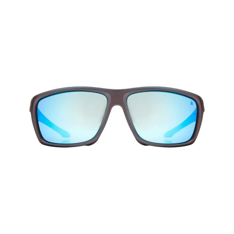 Ironman matte charcoal wrap sunglasses with ice blue mirror, UK version