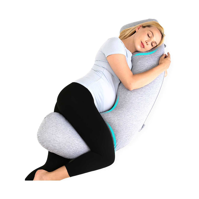 Momcozy cooling j-shaped maternity body pillow, imported from the UK