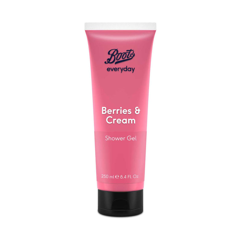 Boots shower gel Berries & Cream 250ml, UK version