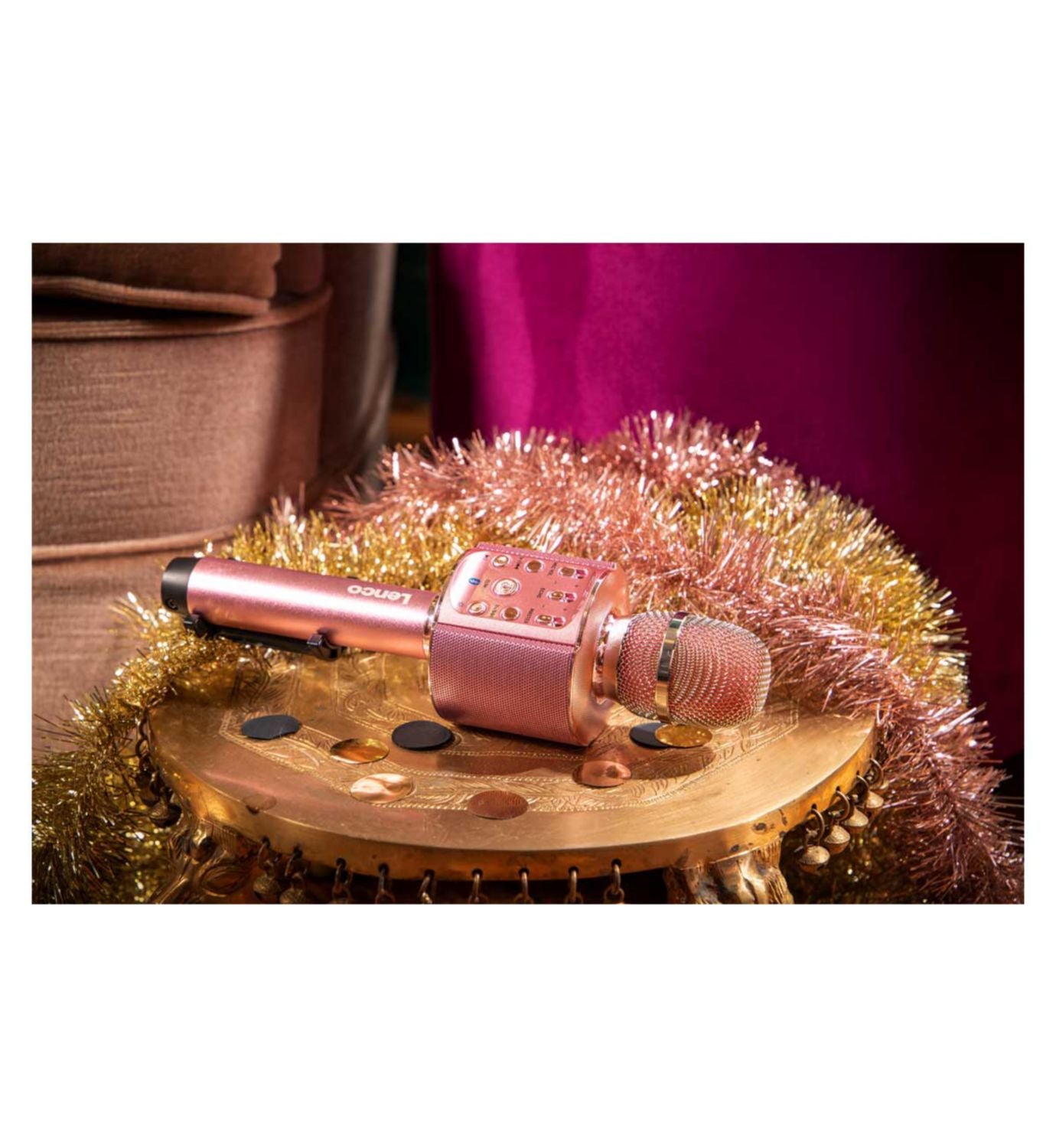 Lenco BMC-090 karaoke microphone pink - British product