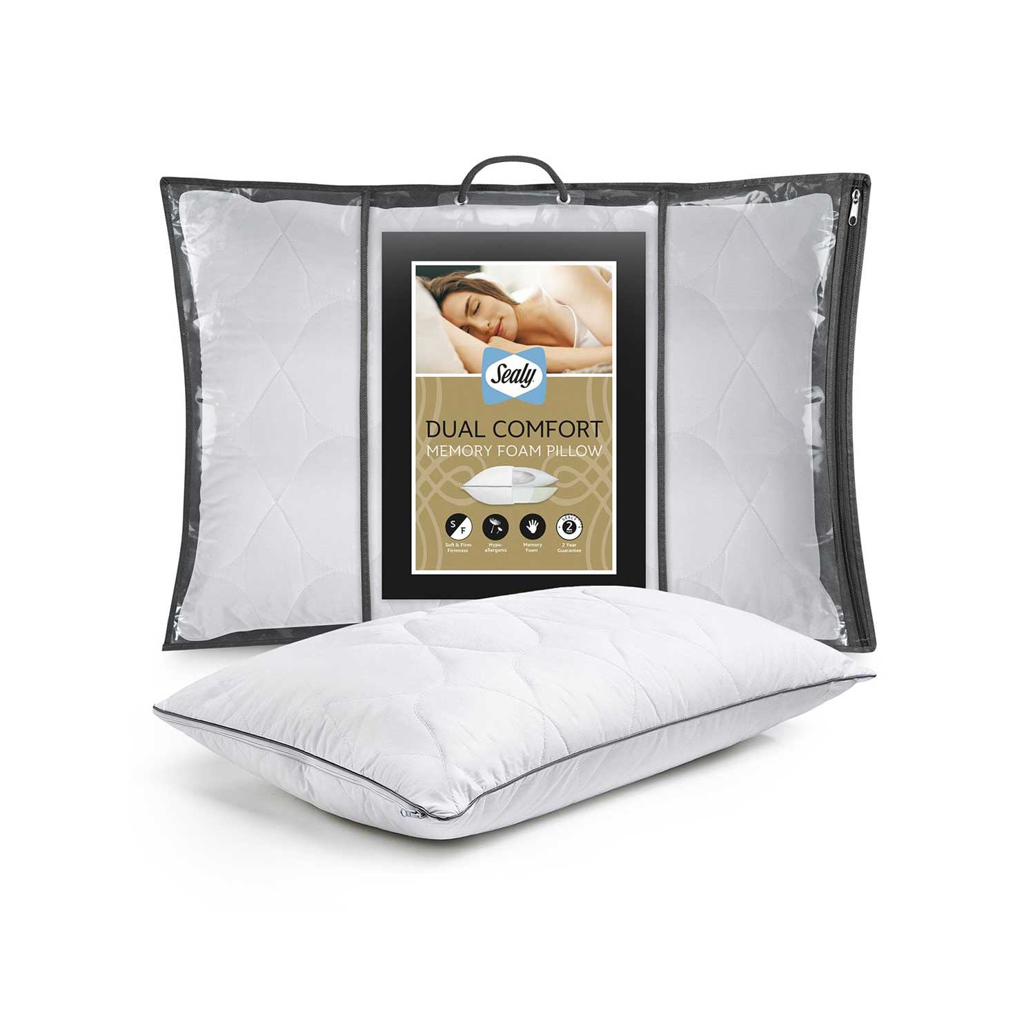 Sealy Dual Comfort Pillow memory foam and hollowfibre (British brand)