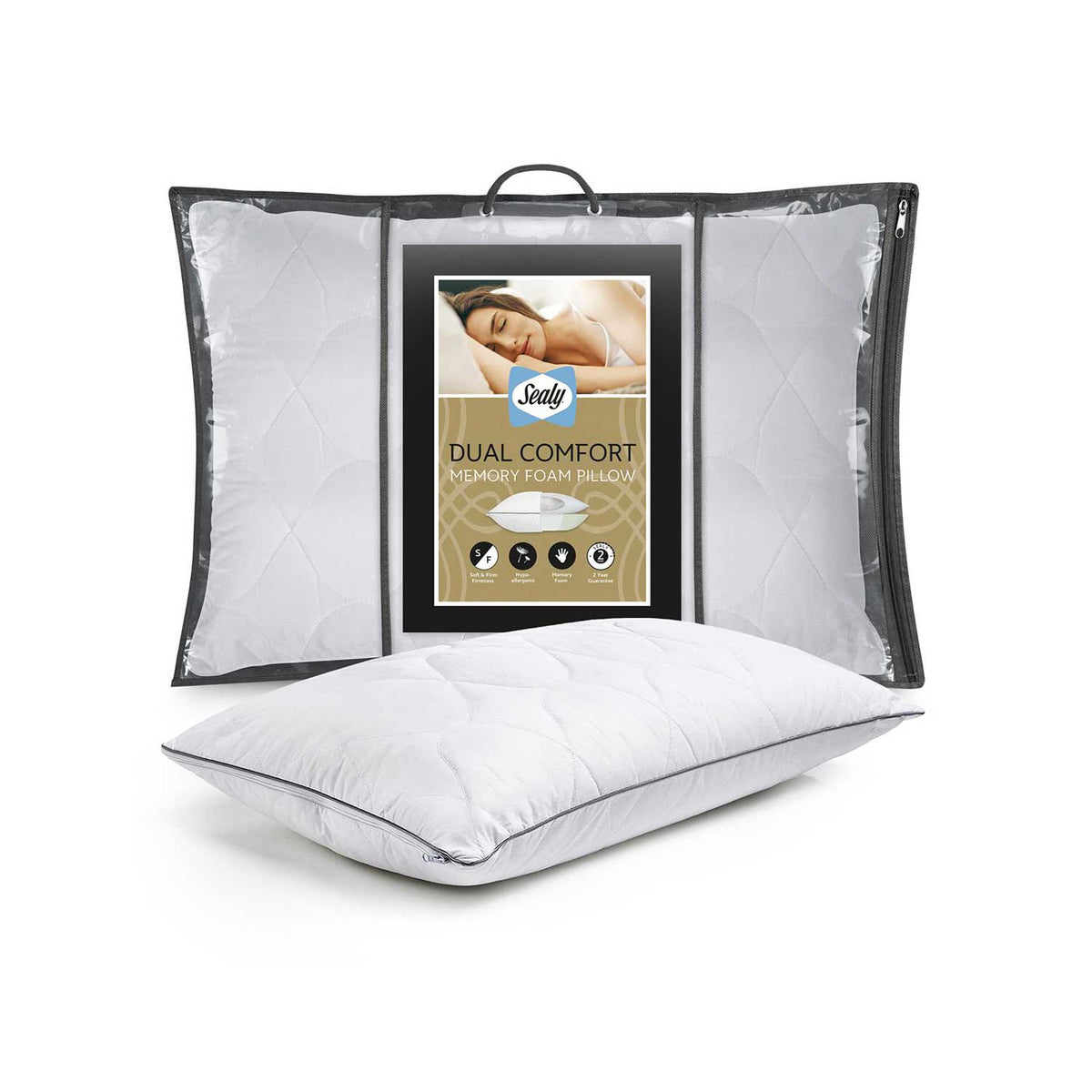 Sealy Dual Comfort Pillow memory foam and hollowfibre (British brand)