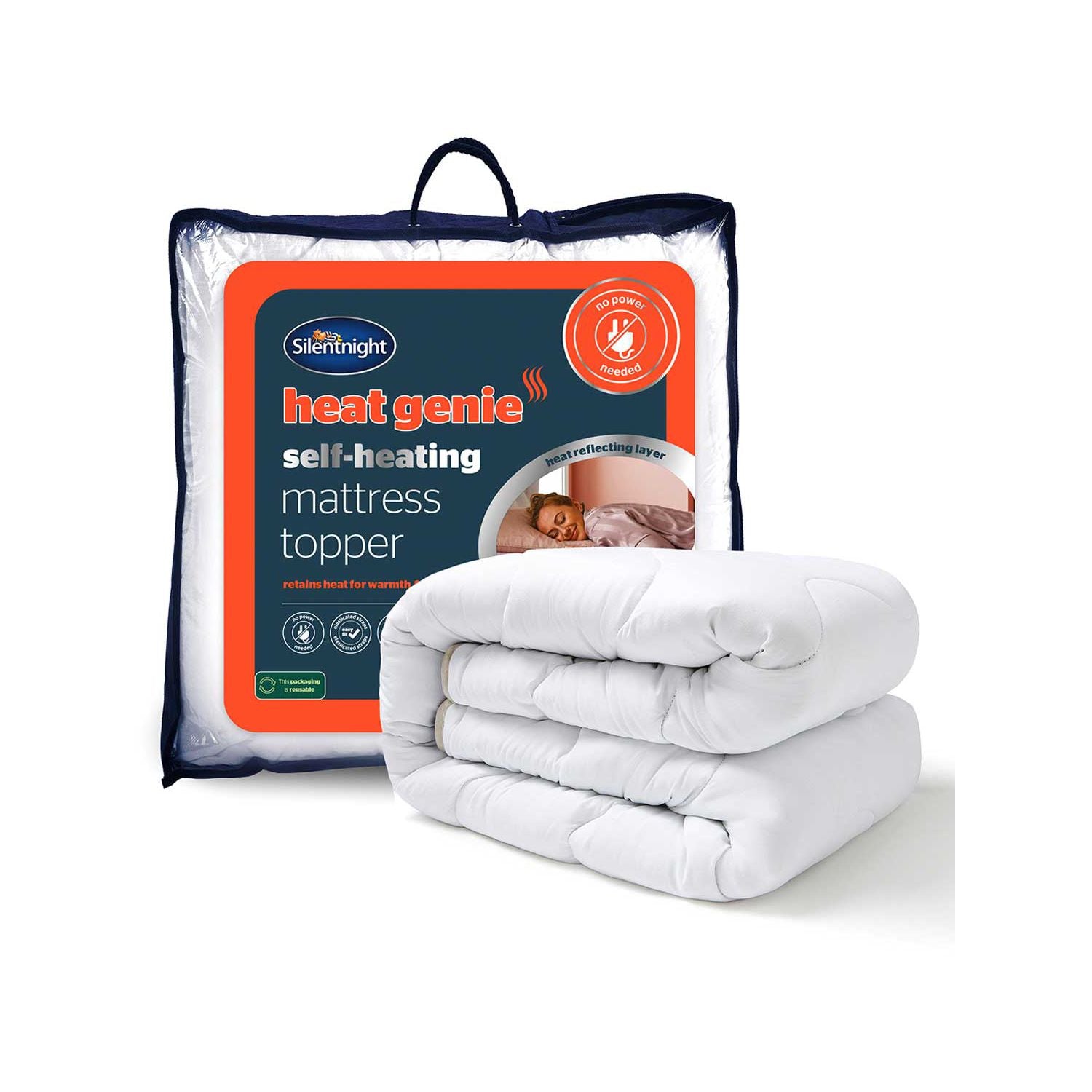 Silentnight Heat Genie self-heating mattress topper single (British brand)