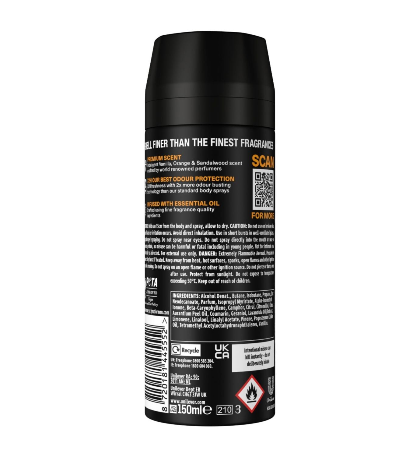Lynx Fine Fragrance Collection Black Vanilla body spray 150ml, UK version