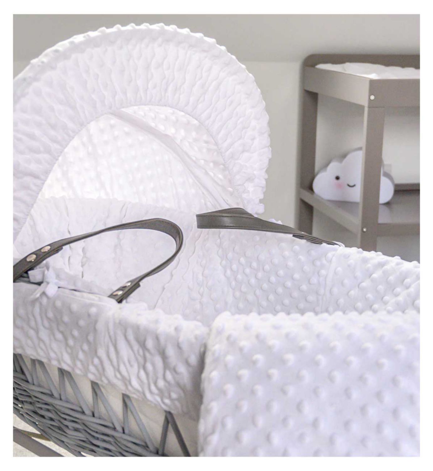 Clair de Lune Moses Basket White Dimple Grey - British product