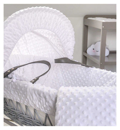 Clair de Lune Weißer Dimple-Weidenkorb mit Wiegegestell Babybett