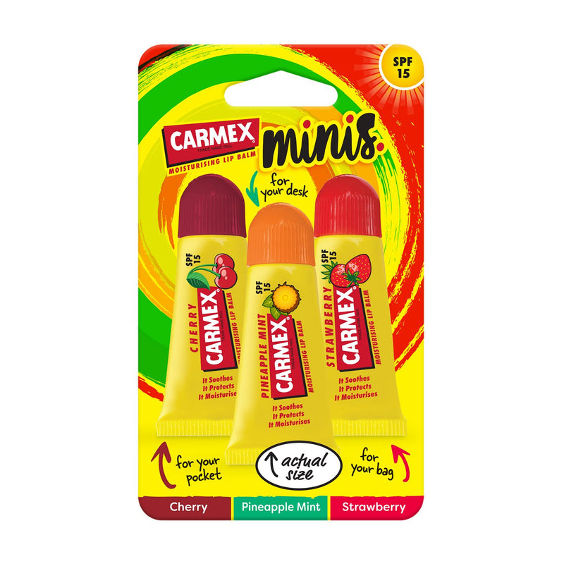 Carmex Mini Trios lip balm set 3x5g with SPF15, UK version