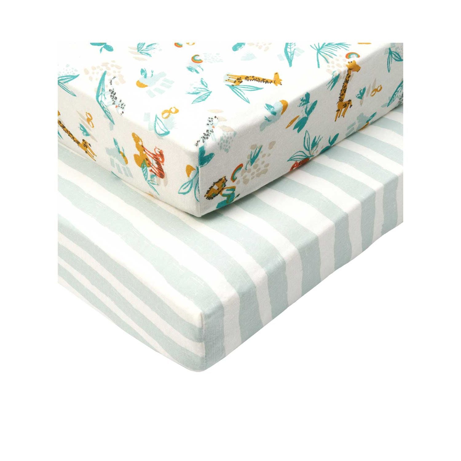 Tutti Bambini cot bed fitted sheets Run Wild 2-pack 140x70cm (British brand)