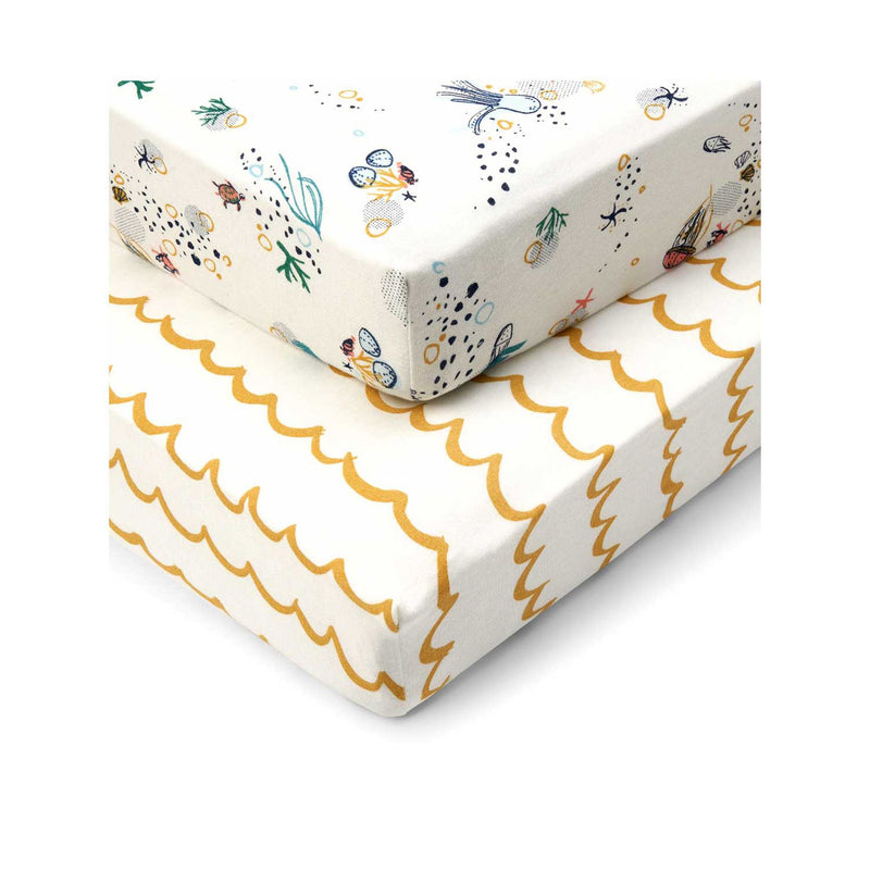 Tutti Bambini cot fitted sheets Our Planet 2pk, imported from the UK