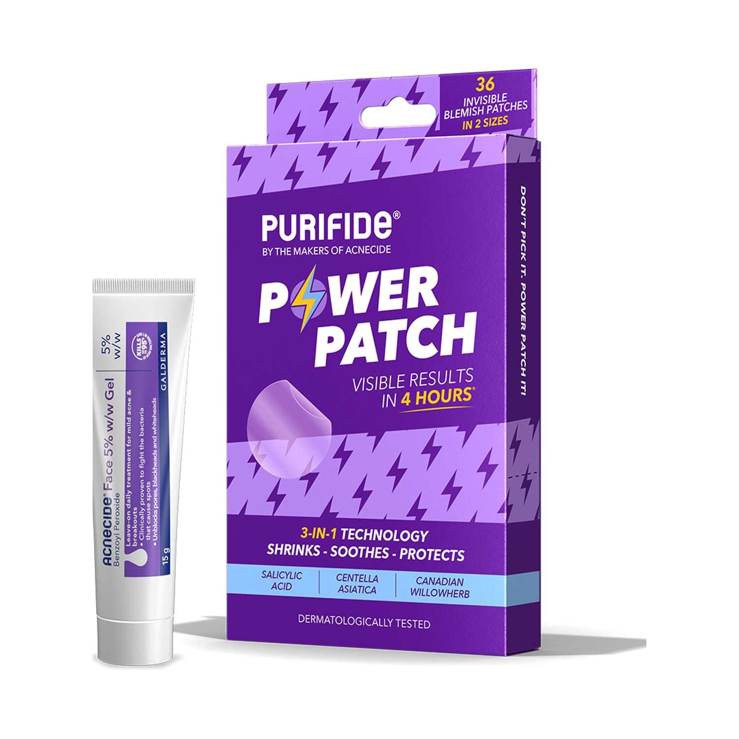 Acnecide acne treatment bundle with gel and patches - British product
