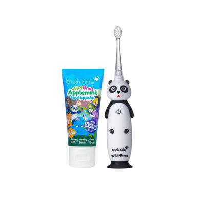 Brush Baby WildOnes Panda Elektrische Zahnbürste und Applemint Zahnpasta Set