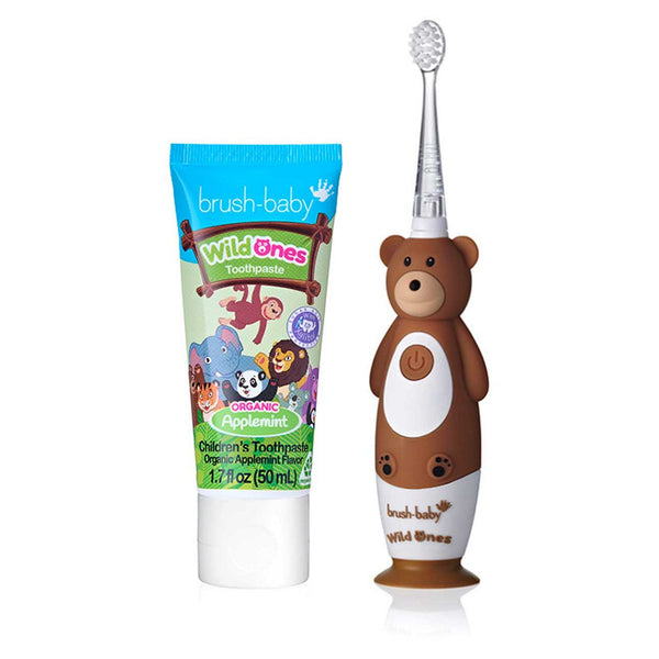 Rechargeable Bear Electric Toothbrush with Applemint Toothpaste and Replacement Heads
