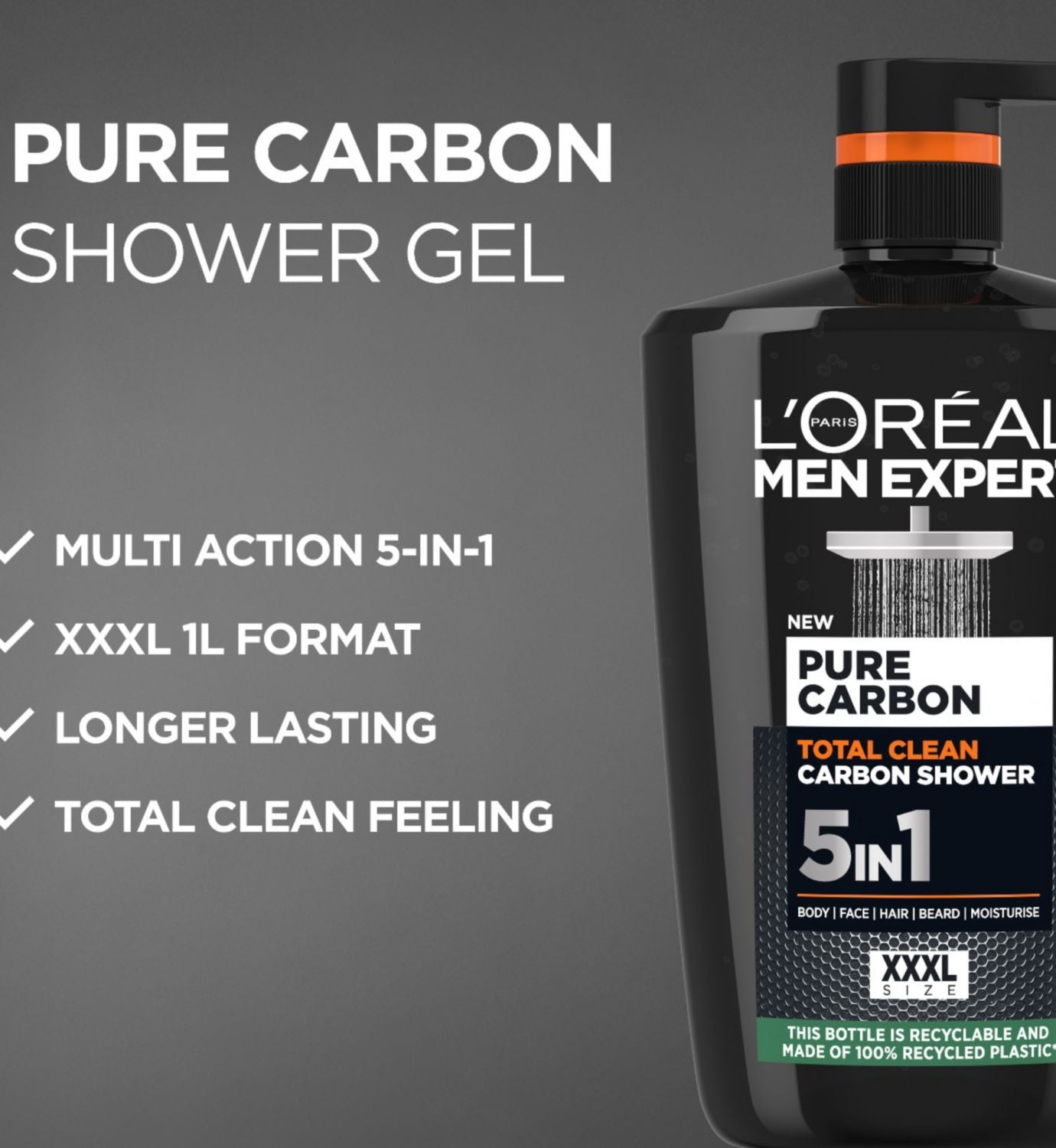 L'Oréal Men Expert Pure Carbon 5-in-1 Shower Gel 1L, UK version