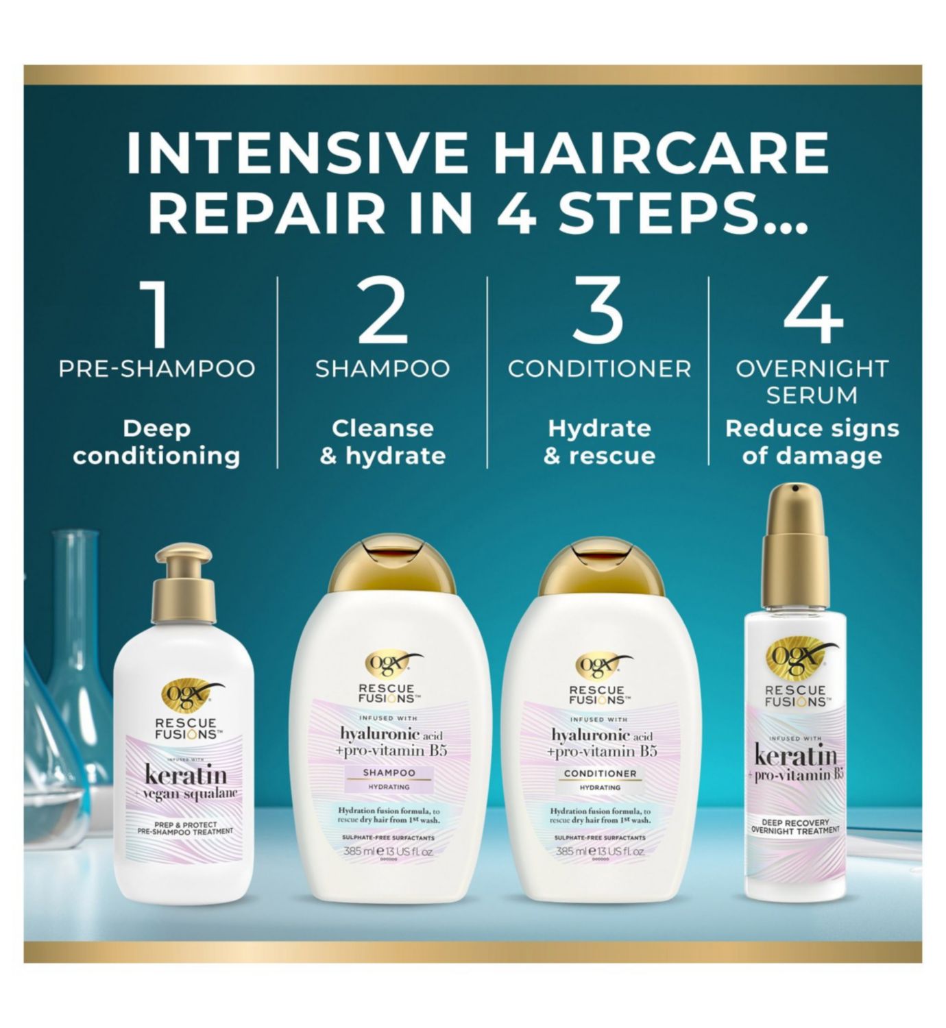 OGX Rescue Fusions Frizz Control Smooth & Sleek Hair Oil 50ml (British brand)