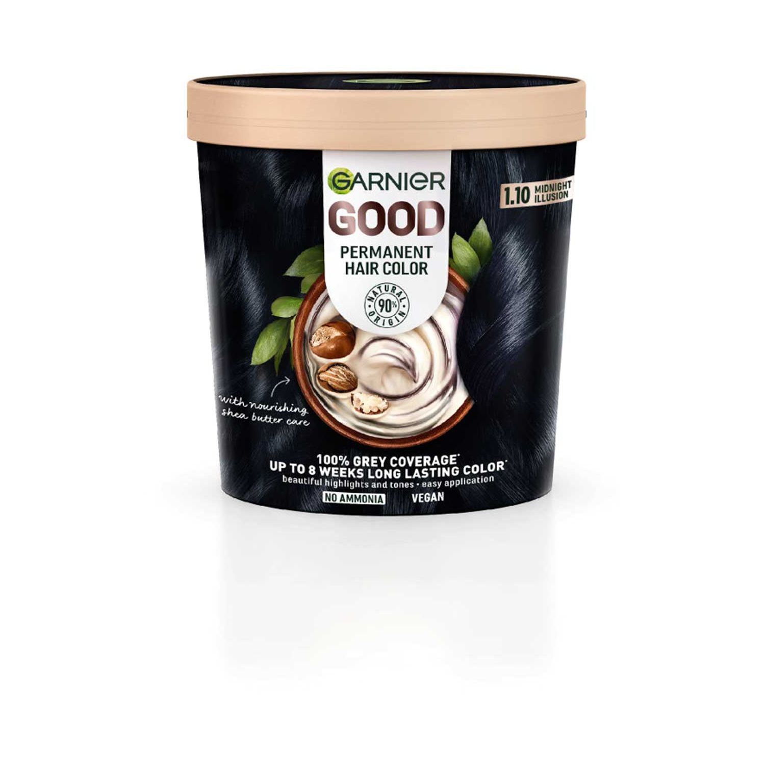 Garnier GOOD permanent hair dye Midnight Illusion 1.10 (British brand)