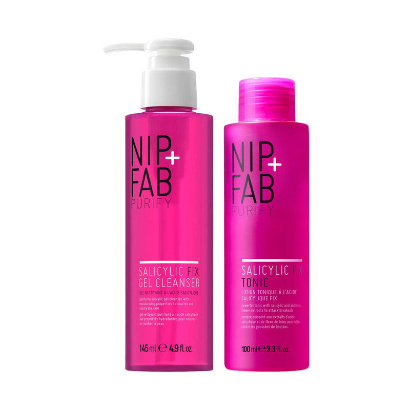 Nip+Fab Cleanse Bundle with salicylic cleanser and tonic, imported from the UK