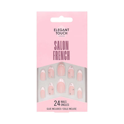 Elegant Touch Fransk rosa 128 neglelakksett med lim