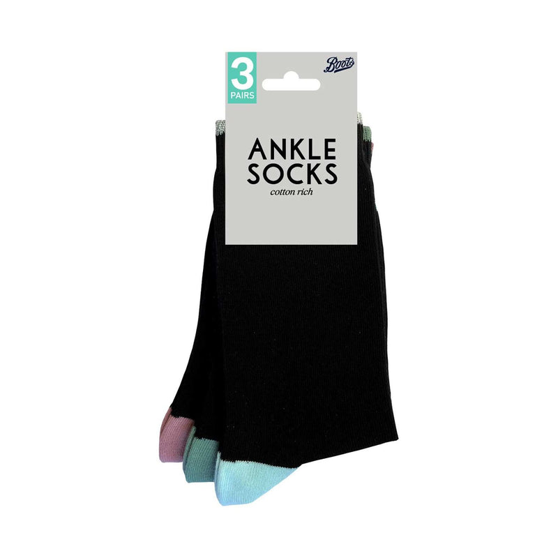 Boots cotton heel and toe ankle socks size 4-7 - British product