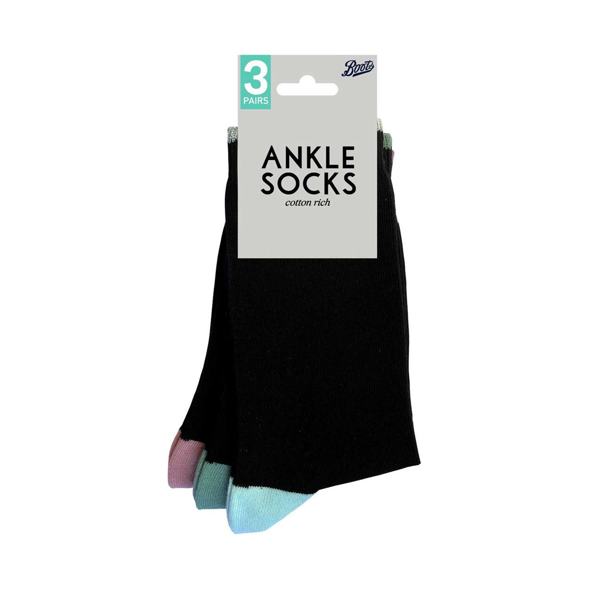 Boots cotton heel and toe ankle socks size 4-7 - British product