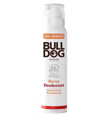 Bulldog Skincare Bergamot  Sandalwood Spray Deodorant - 24 Hour Protection Fresh Scent 125ml