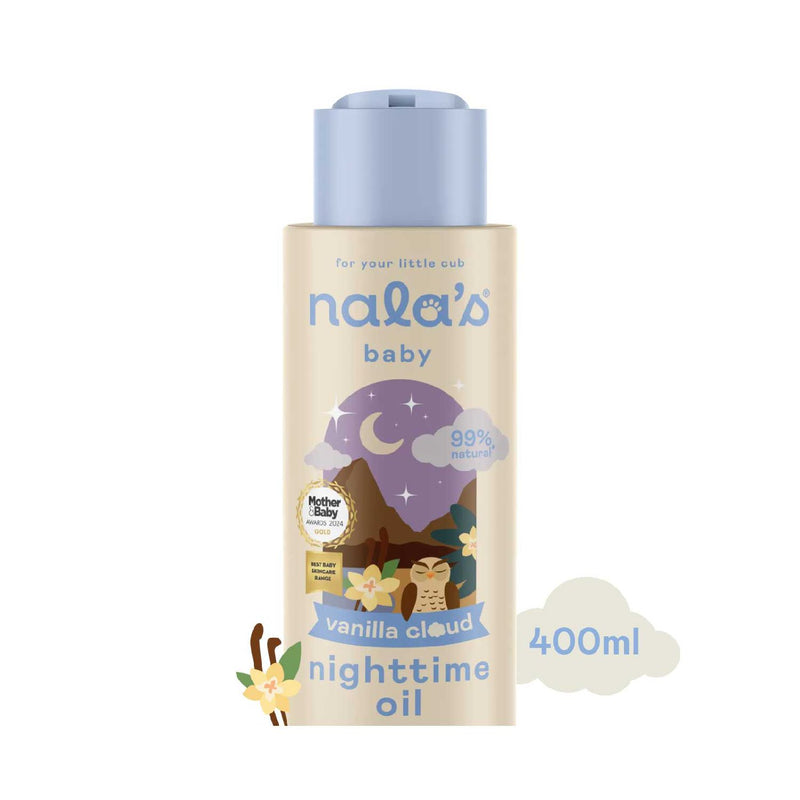 Nala's Baby Night Oil Vanilla Cloud 400ml, imported from the UK