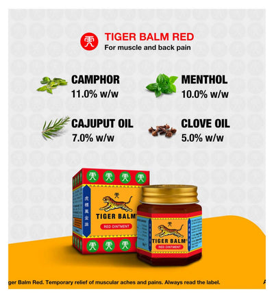 Boots Tiger Balm Red and White Ointment 19g Bundle - مسكن موضعي للألم المملكة المتحدة - اشترِ عبر الإنترنت من McGrocer