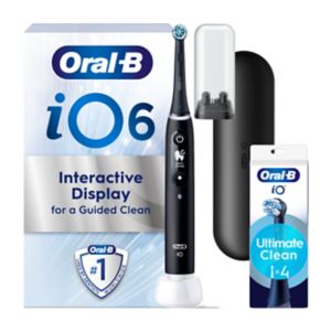 حزمة Oral-B iO6 Electric Toothbrush Black Lava مع 4 رؤوس استبدال