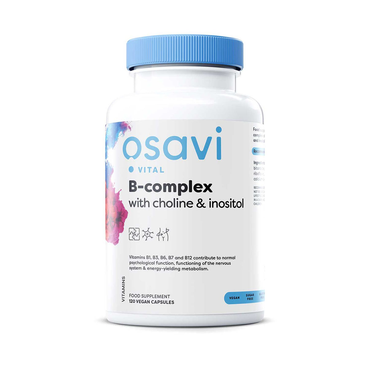 Osavi B-Complex with Choline & Inositol 120 vegan capsules, imported from the UK
