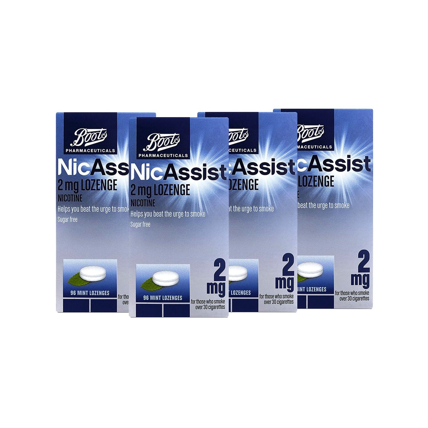 Boots NicAssist 2mg lozenges 4 pack bundle (British brand)