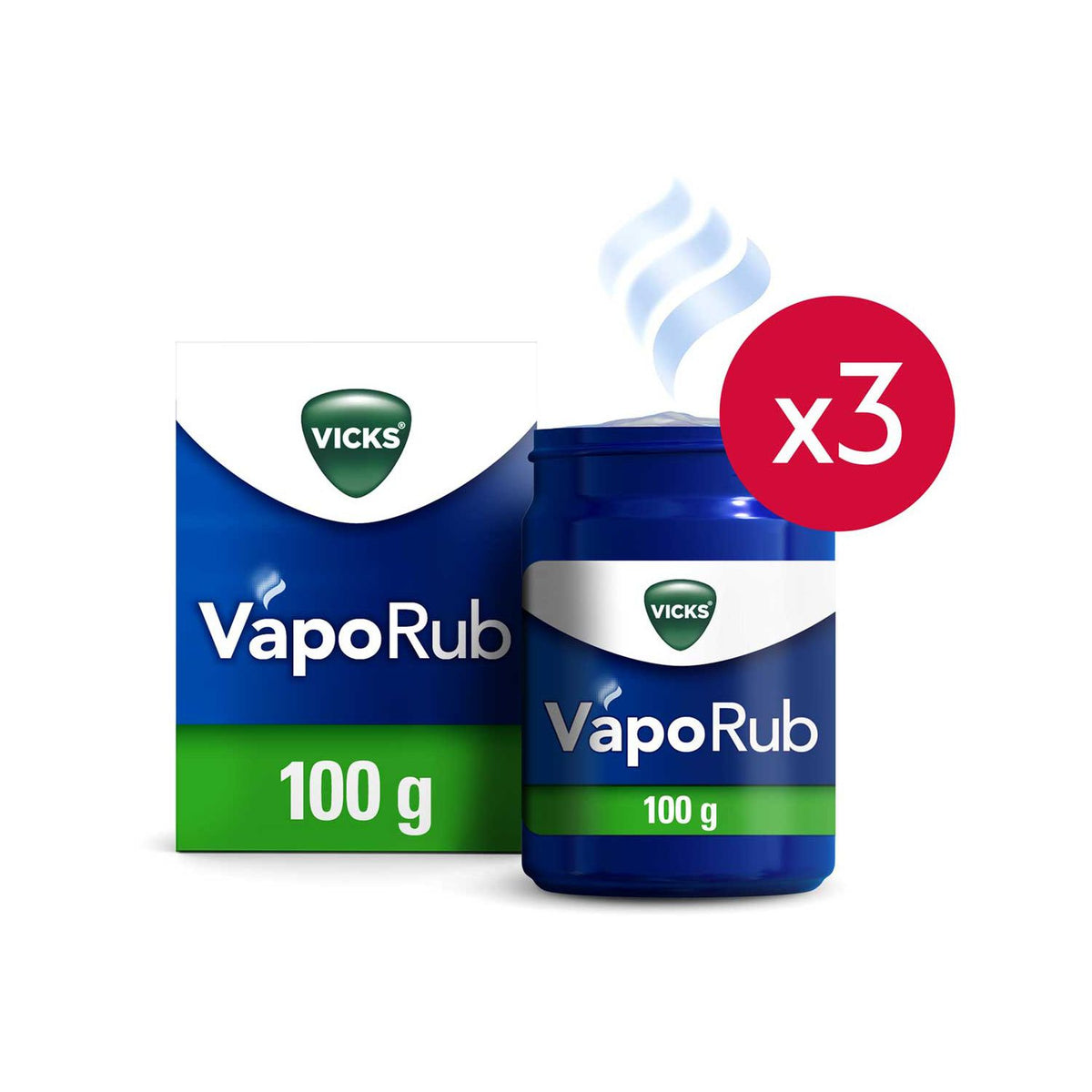 Vicks Vaporub 3x100g chest rub bundle (British brand)