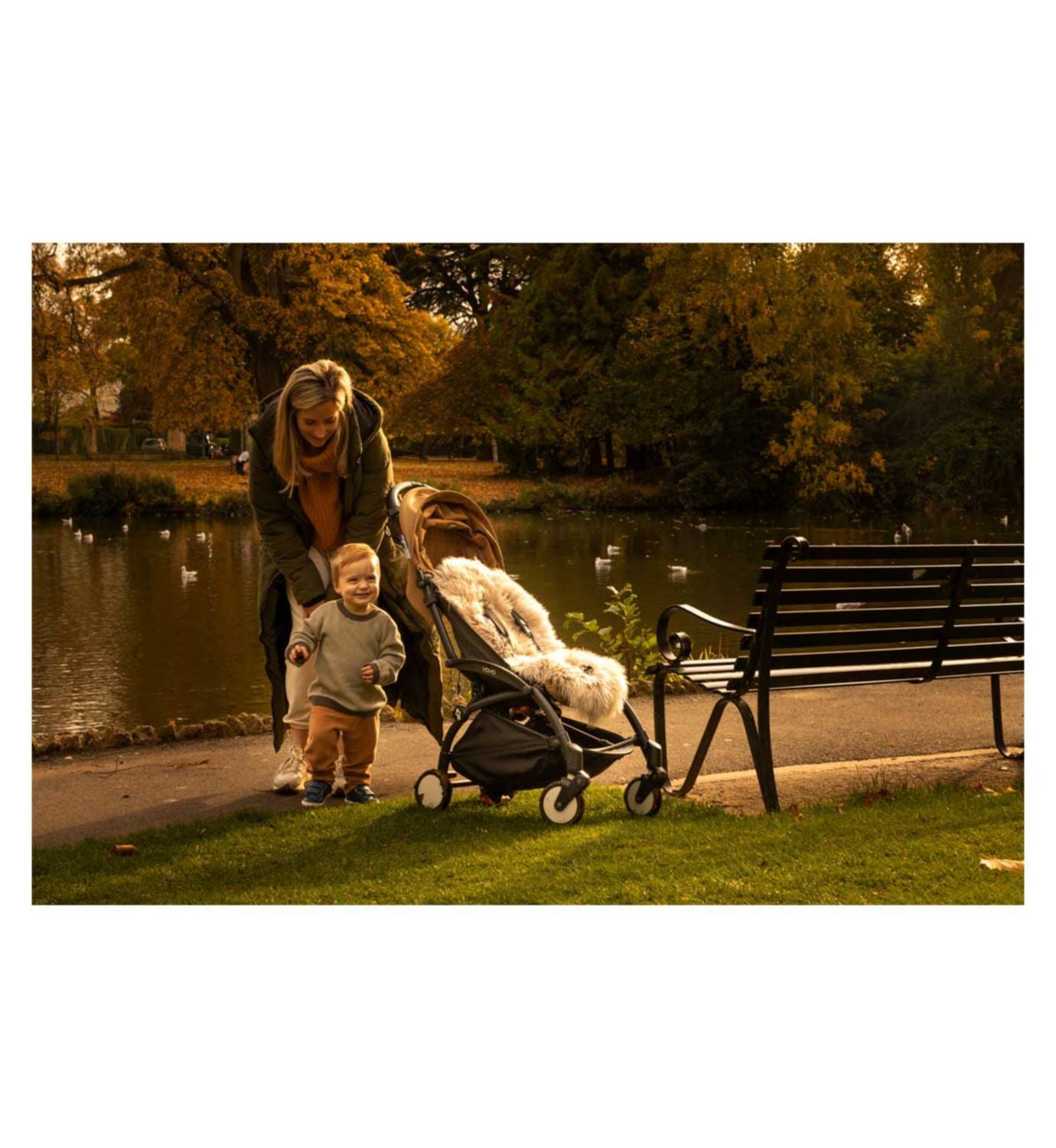 Naturally Sheepskins deluxe sheepskin pram liner in grey (British brand)