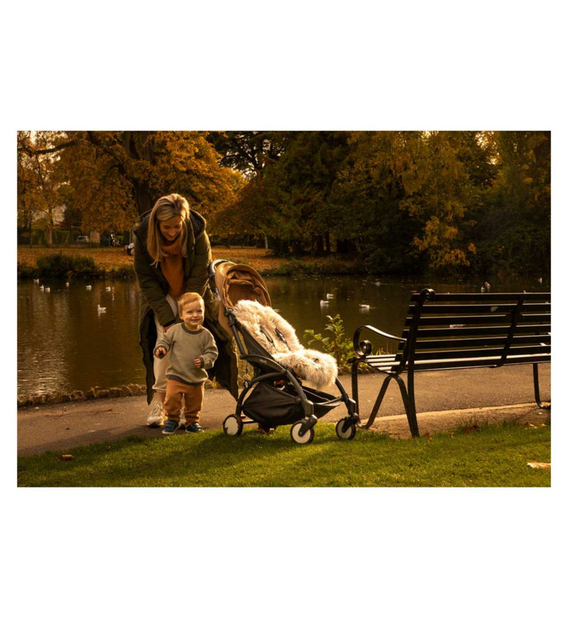 Naturally Sheepskins deluxe sheepskin pram liner in grey (British brand)