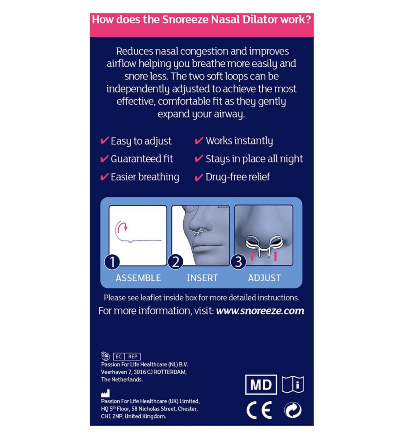 Snoreeze nasal dilator 2 pack, imported from the UK