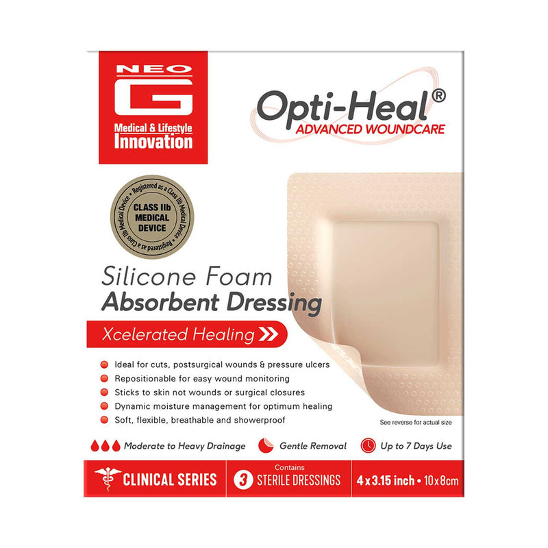 Neo G silicone foam wound dressing 10x8cm 3 pack - British product