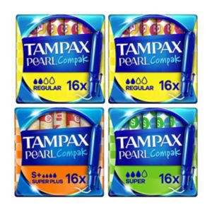 حزمة فوط Tampax Pearl Compak العادية، السوبر، السوبر بلس، مع أداة توزيع