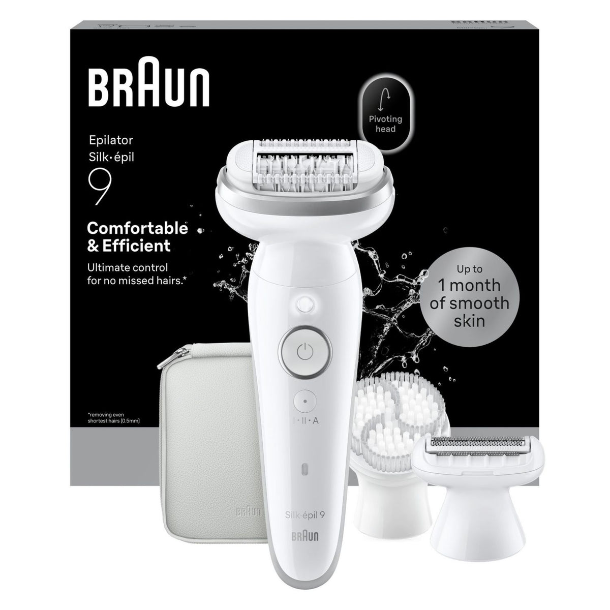 Braun Silk-épil 9 epilator with attachments for hair removal, UK version
